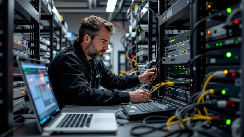 Serverruimte met noodstroomaggregaat voor bedrijfscontinuïteit