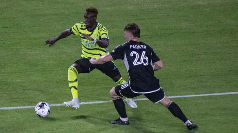 Folarin Balogun lors du MLS All-Star Game 2023 avant son transfert de nationalité sportive vers les USA