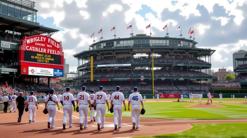 Baseball fans arriving at Wrigley Field for a Cubs vs Reds game in 2026