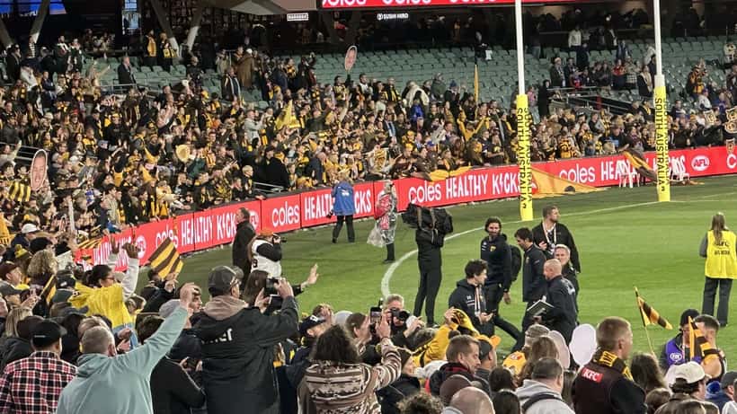 Hawthorn vs Western Bulldogs AFL match in 2026, illustrating the senior football environment that defines AFL contracts