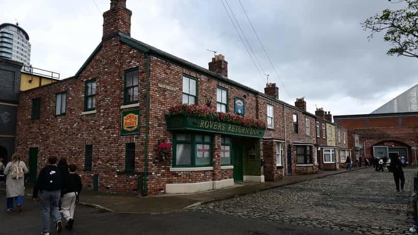 Coronation Street set exterior showing the famous street facade, April 2026