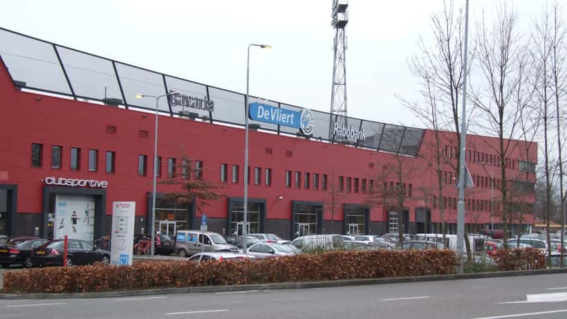 Luchtfoto van stadion De Vliert in 's-Hertogenbosch, thuisbasis van FC Den Bosch