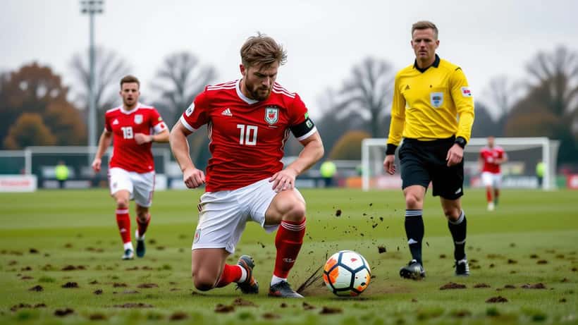 Amateursvoetballer met knieblessure op een Nederlands voetbalveld