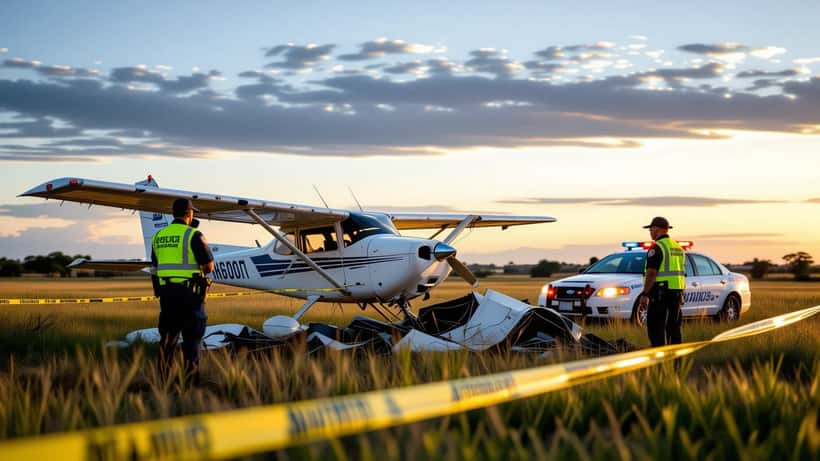 Investigadores examinam destroços de avião monomotor em campo no interior de São Paulo