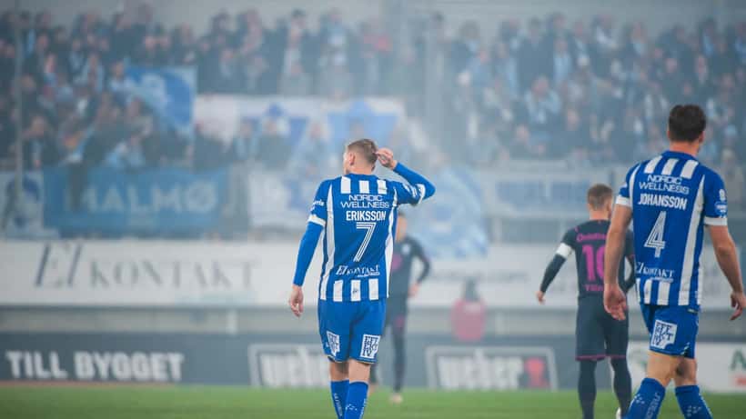 Malmö FF-spelare i match mot IFK Göteborg i Allsvenskan