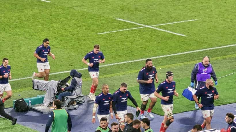 Joueurs du XV de France lors des Autumn Nations Series 2024 contre l'Argentine, Stade de France