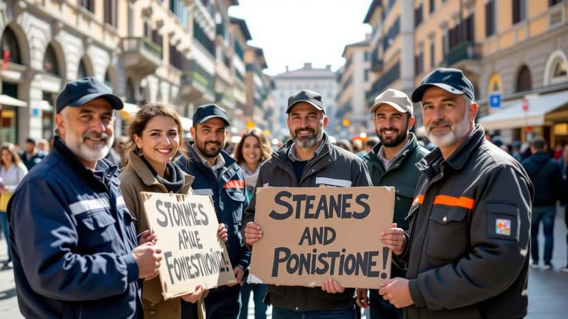 Lavoratori esausti durante lo sciopero generale del 29 maggio 2026
