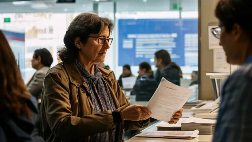 Cidadã portuguesa a renovar passaporte num balcão de atendimento em Lisboa
