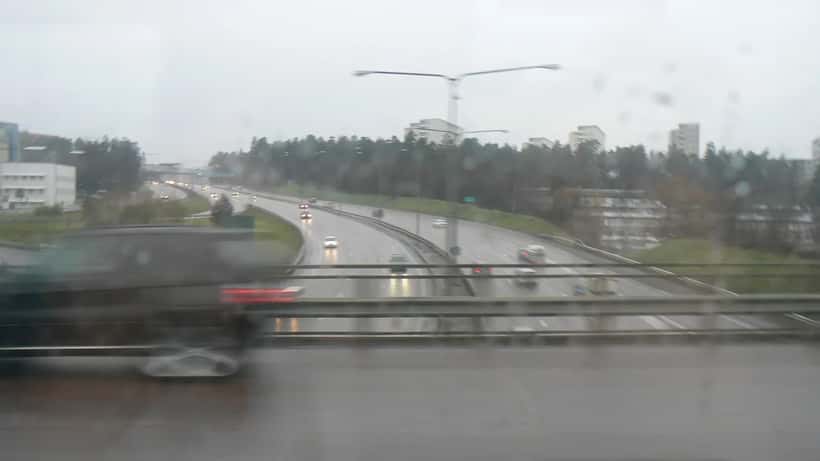 E18 motorvägen vid Norrtäljevägen i norra Stockholm