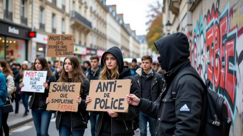 Manifestants portant des pancartes lors de la mobilisation du 6 octobre 2026 en France