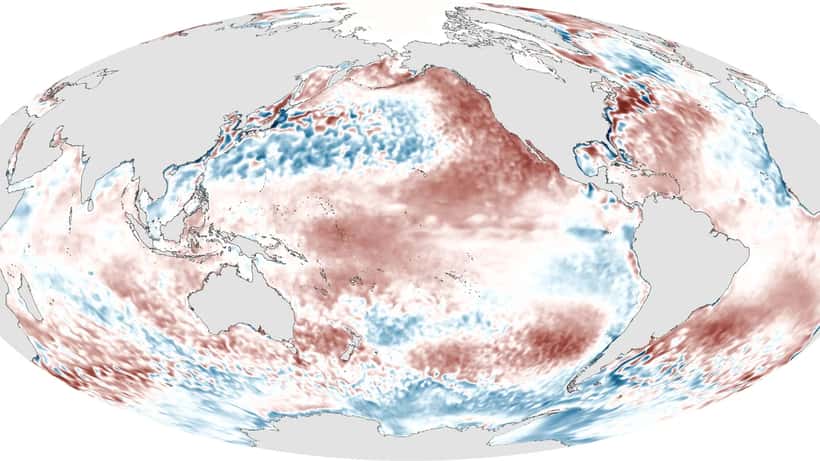 Kort af El Niño hlýnunarmynstri í Kyrrahafinu frá NOAA 2015