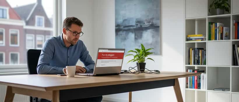 IT-professional kijkt naar foutmelding op laptop bij DigiD-storing