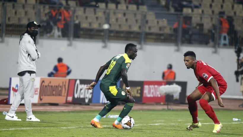 Sadio Mané em ação durante um jogo de futebol do Senegal no Mundial 2026