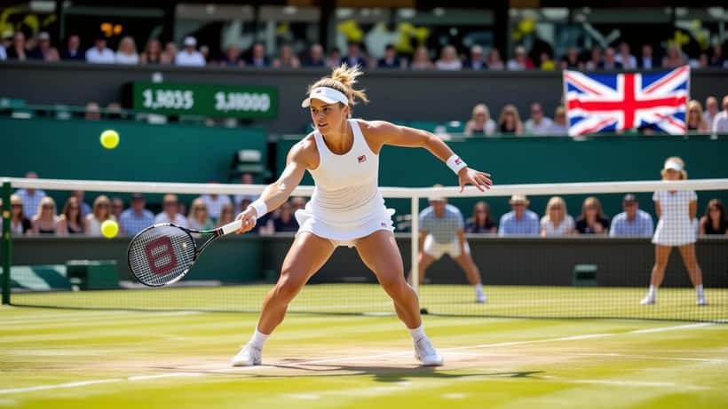 Toby Samuel serving on a grass court at Wimbledon 2026