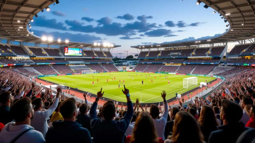 Voetbalstadion in Montevideo met supporters van Uruguay en Spanje tijdens de oefeninterland 2026