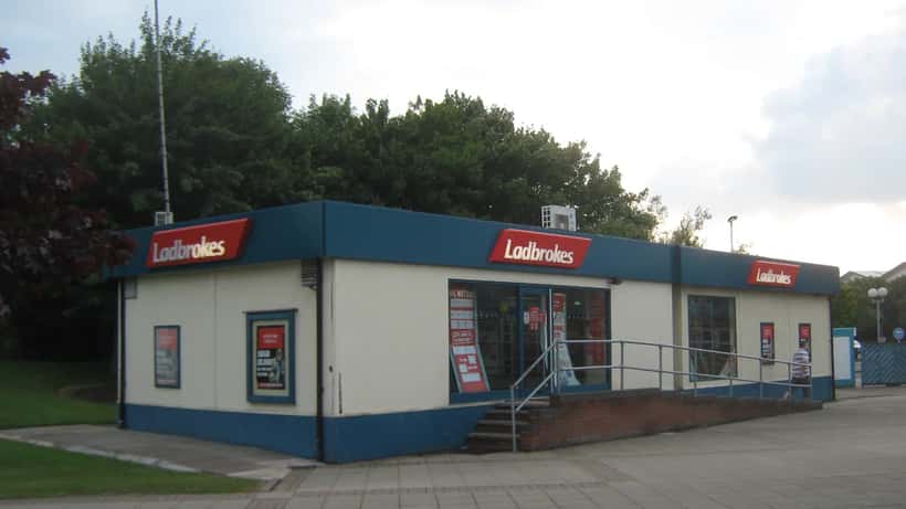 Ladbrokes betting shop exterior at Tamworth Services, UK