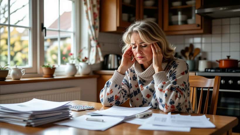 Vrouw aan keukentafel met medische brieven en UWV-papieren