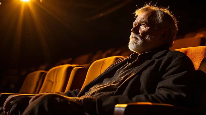 Suomalainen näyttelijä teatterissa dramatisessa valossa