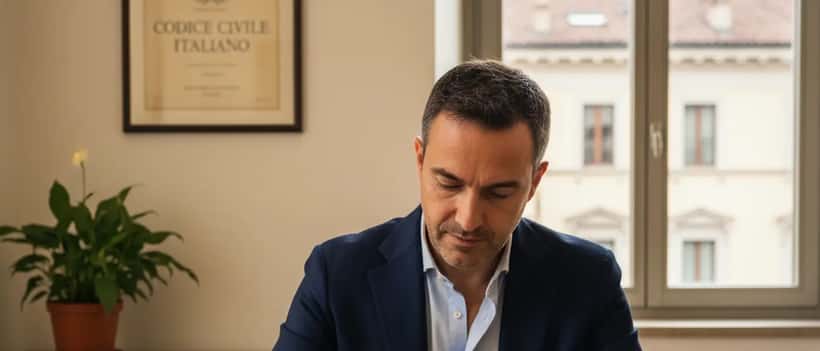 Avvocato italiano a Milano esamina contratto e biglietto concerto nel suo studio legale