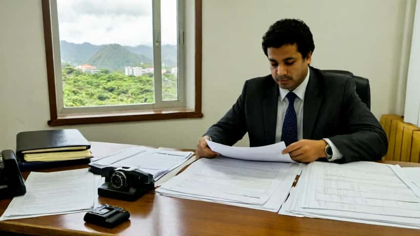 Advogado criminalista revisando acordo de colaboração premiada em escritório de Brasília