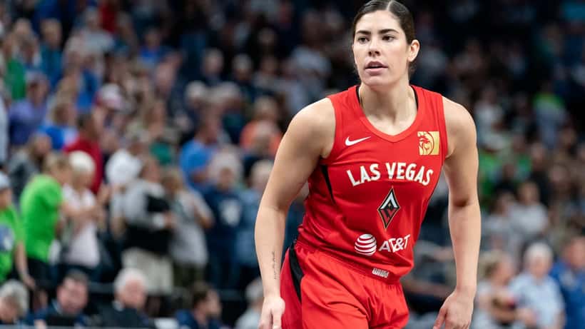 WNBA player Kelsey Plum on the basketball court during a game