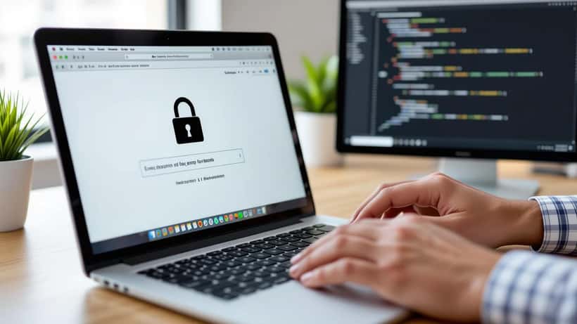 Pantalla de búsqueda digital con candados de privacidad y datos personales