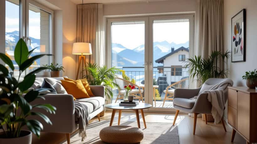 Climatiseur mobile dans un salon suisse pendant la vague de chaleur hitze 2026
