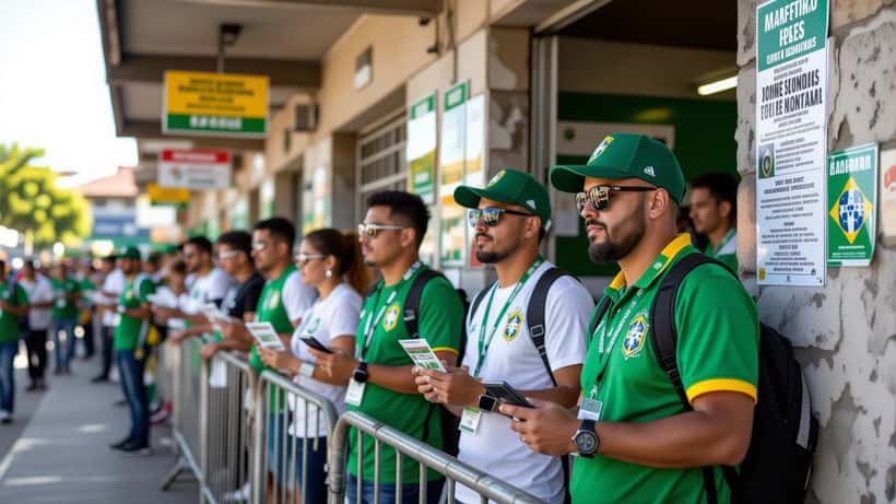 Torcedores em fila de bilheteria de estádio em Maringá antes da final da Série C