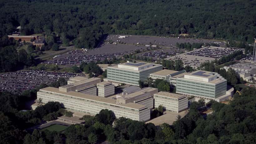 Vue aérienne du siège de la CIA à Langley, Virginie