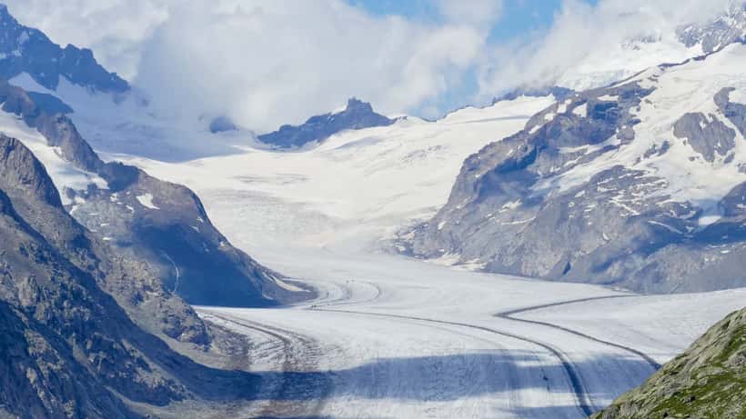 Glacier de l'Aletsch en recul, canton du Valais, Suisse 2026