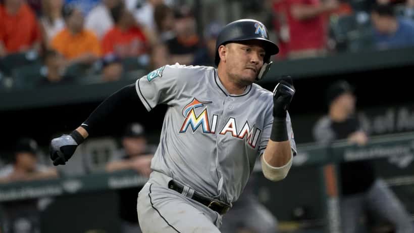 Miguel Rojas in a baseball uniform during a game