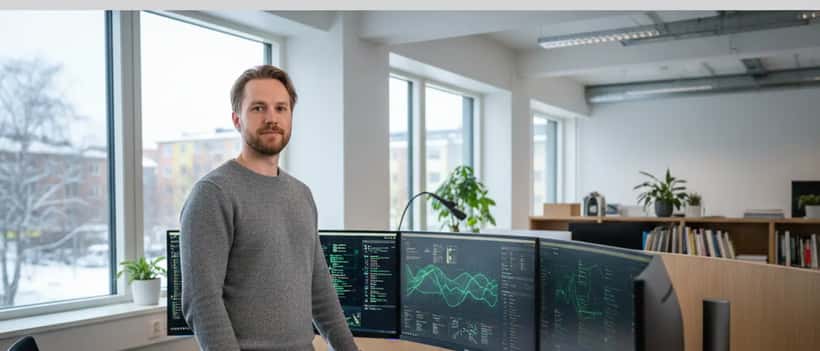 IT-specialist övervakar nätverkssäkerhet på kontor i Sverige