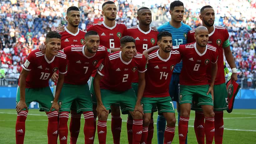 Selección de Marruecos en acción durante un partido de Copa del Mundo