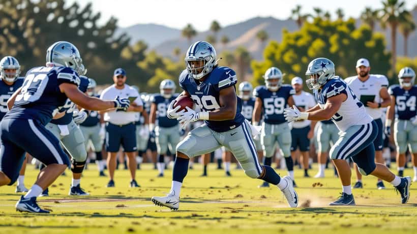 Phil Mafah en práctica de pretemporada de los Dallas Cowboys 2026
