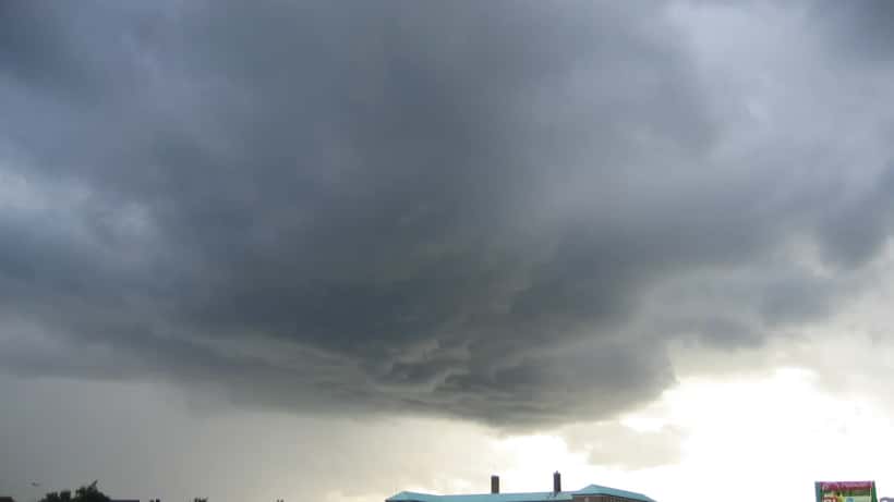 Rain clouds gather over Trent Bridge cricket ground, England