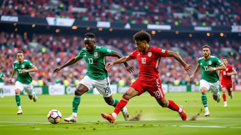 Joueurs de football en action lors du match République tchèque contre Mexique en 2026