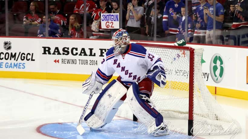 Cam Talbot NHL goalie in hockey gear during a game