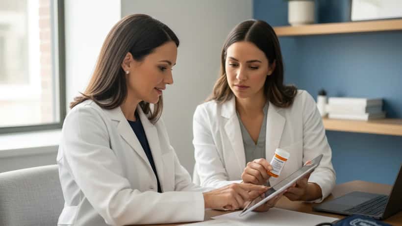 Doctor reviewing semaglutide prescription with patient in a US medical office