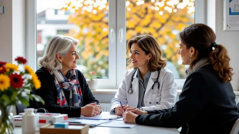 Médico a consultar paciente com sintomas de gripe no outono em Portugal 2026