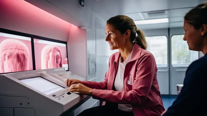 Mammografiescan in screeningsbus in Nederland