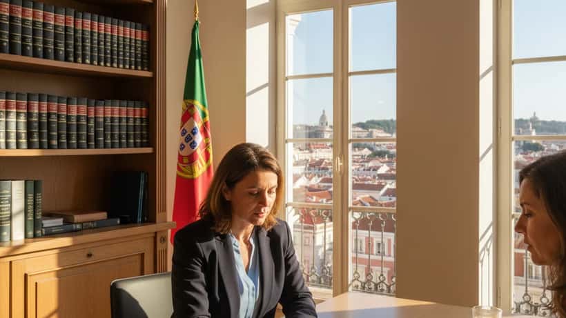 Advogada portuguesa de direito da família a explicar contrato de casamento em Lisboa