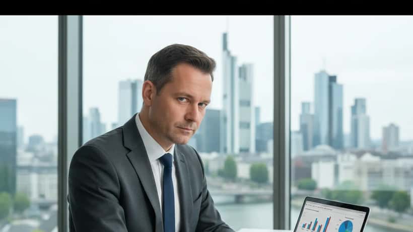 Deutscher Vermögensberater analysiert Energiesektor-Portfolio in Frankfurter Büro