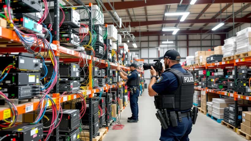 Equipamento de mineração de criptomoedas apreendido pela GNR numa operação em Bombarral