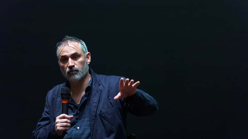 Director Alex Garland speaking at a SXSW event in March 2024