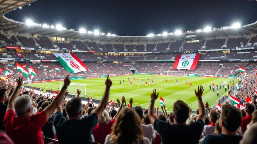 Spettatori allo Stadio Iacovone di Taranto durante la cerimonia inaugurale dei XX Giochi del Mediterraneo 2026