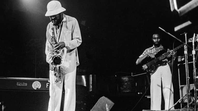Sonny Rollins performing on saxophone at a jazz concert in Atlanta