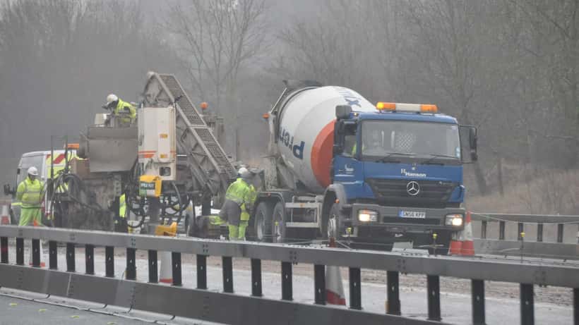 Roadworks on the M5 motorway near Gloucester