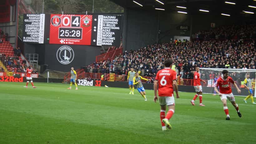 Southampton football match action against Charlton Athletic