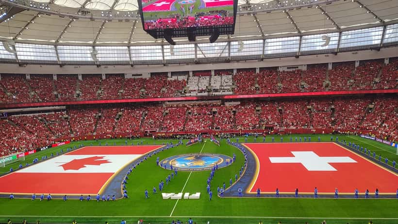 BC Place i Vancouver under Colombia mot Sveits i åttedelsfinalen i FIFA VM 2026