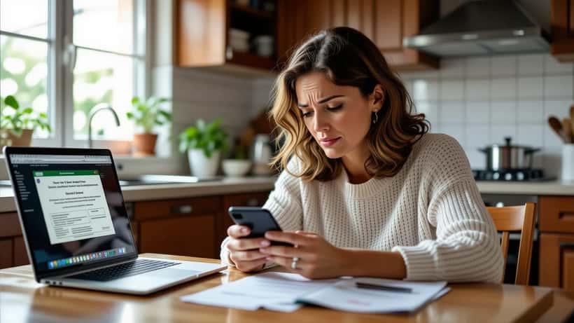 Mulher brasileira verifica resultado de loteria no celular e detecta mensagem suspeita de golpe digital em 2026
